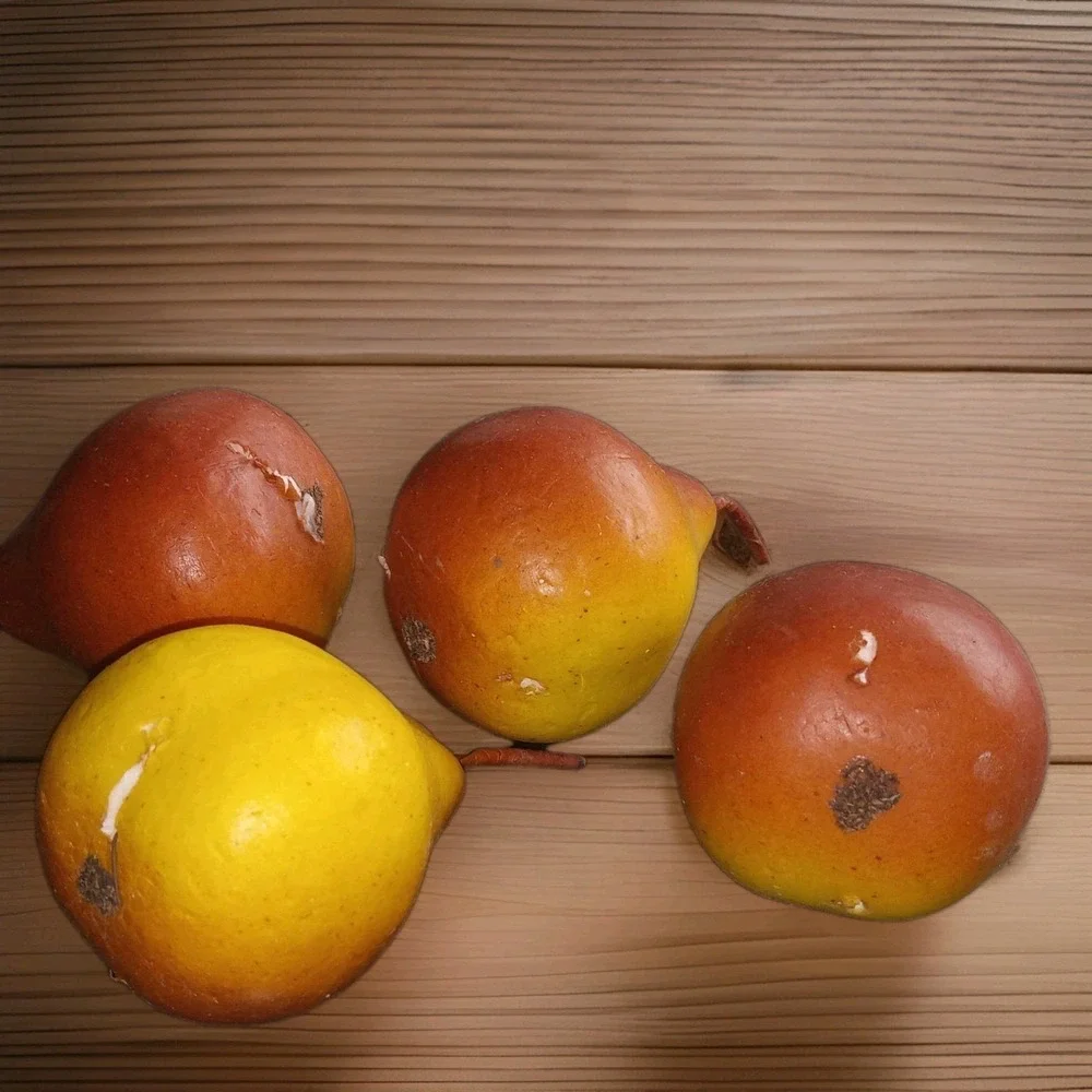4 Pcs Yellow Pears‎ Ornaments Artificial Fruit Faux Realistic Decoration Autumn